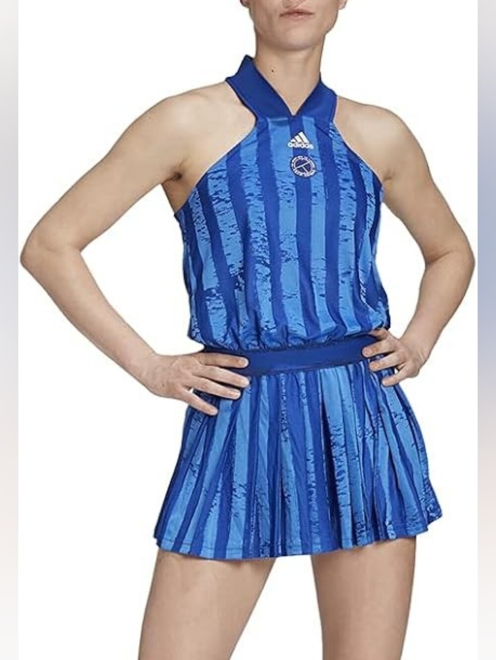 Adidas Primeblue AEROREADY All-In-One Plissée Tennis Dress Blue halter